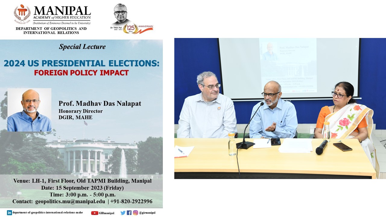 Special Lecture on "2024 US Presidential Elections: Foreign Policy Impact" by Prof. M.D. Nalapat