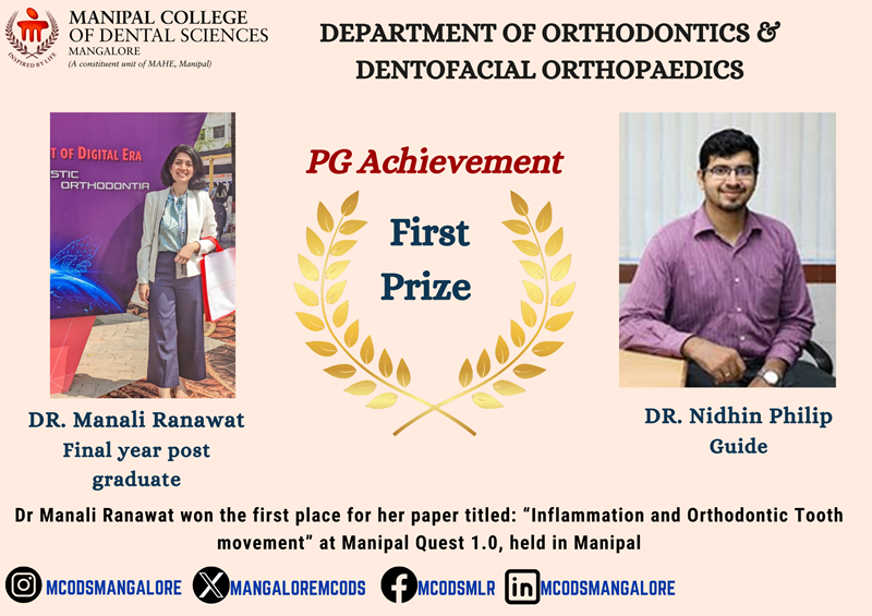 PG Achievement | First Prize | Dr. Manali Ranawat