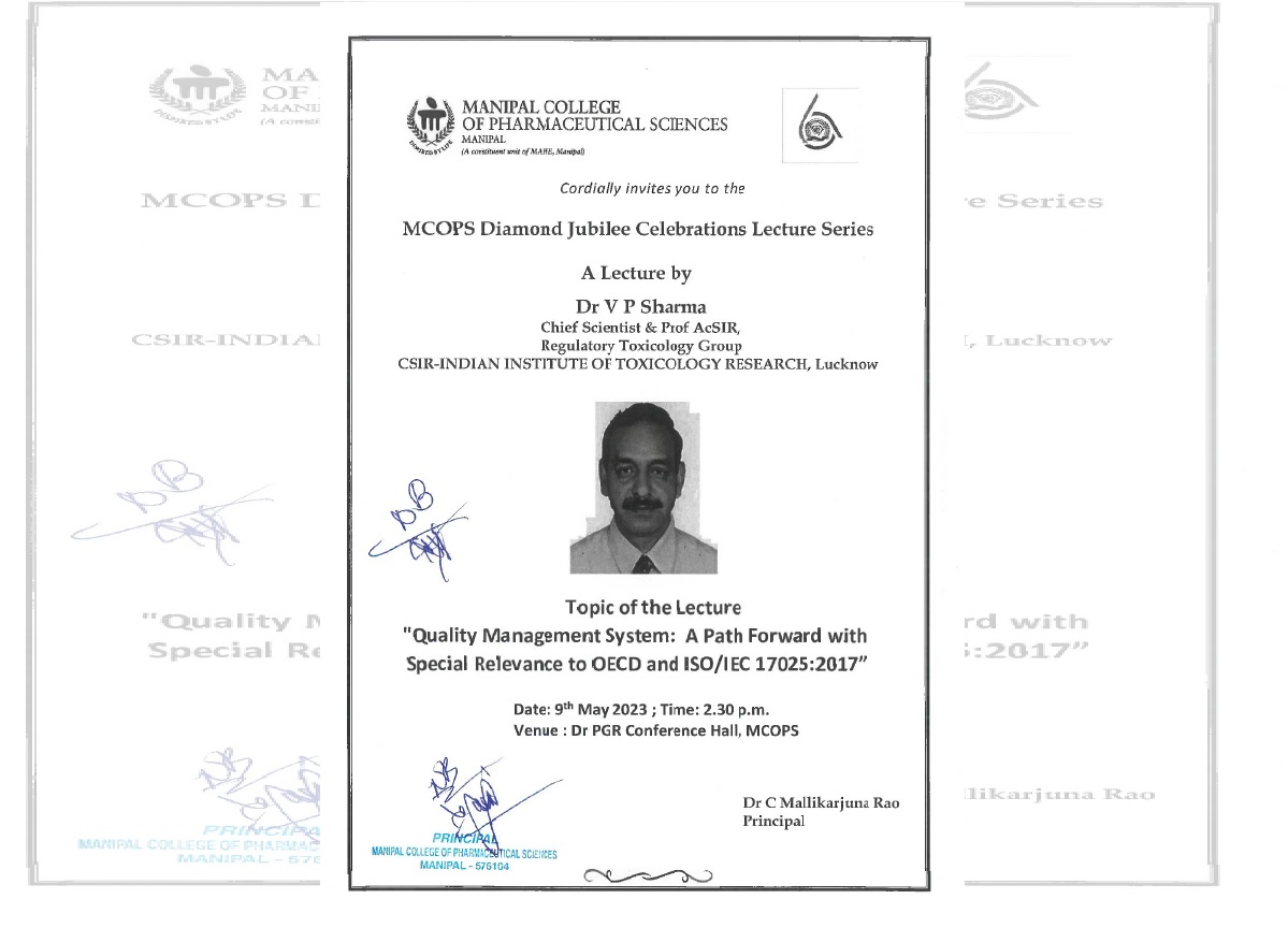 MCOPS Diamond Jubilee Commemorative Lecture Series - Dr. V P Sharma - QMS